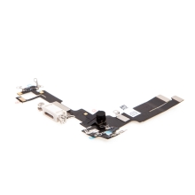 Napájací a dátový konektor s flex káblom + mikrofóny pre Apple iPhone 14 - biely - kvalita A+