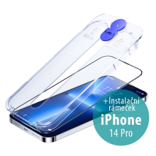 Tvrdené sklo JOYROOM pre Apple iPhone 14 Pro - montážny rám - 2,5D - predné