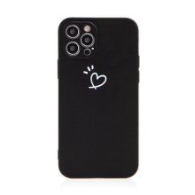 Kryt pro Apple iPhone 12 Pro - srdce - gumový - černý