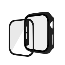 Tvrzené sklo + matný rámeček pro Apple Watch 44mm Series 4 / 5 / 6 / SE - černý