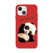 Kryt pro Apple iPhone 13 mini - roztomilá panda - gumový - červený