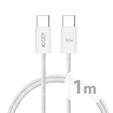 Kabel USB-C / USB-C TECH-PROTECT pro Apple iPhone / iPad / MacBook - tkanička - bílý - 1m