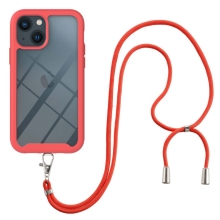 Kryt pro Apple iPhone 13 - odolný - šňůrka - plastový / gumový - červený