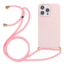 Kryt pre Apple iPhone 15 Pro Max - slamka - so šnúrkou - gumový - ružový