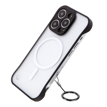 Kryt pro Apple iPhone 14 Pro + kroužek - podpora MagSafe - plastový / gumový - černý