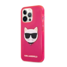 Kryt KARL LAGERFELD pro Apple iPhone 13 Pro - hlava Choupette - gumový - růžový
