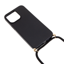 Kryt pre Apple iPhone 15 Pro Max - slamka - so šnúrkou - gumový - čierny