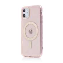 Kryt GUESS pro Apple iPhone 11 - plastový / gumový - třpytky - zlatý / růžový