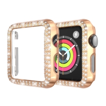 Kryt / puzdro pre Apple Watch 38 mm - s kamienkami - plast - Rose Gold pink