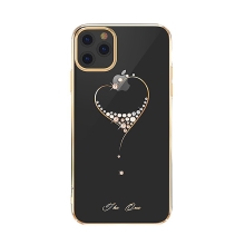 Kryt KINGXBAR pro Apple iPhone 11 Pro - průhledný s kamínky Swarovski - srdce - zlatý