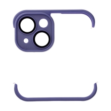 Nárazník / mini rámček pre Apple iPhone 14 + tvrdené sklo na objektív fotoaparátu - silikónové - fialové