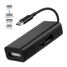 Přepojka / redukce napájení pro Apple MacBook - USB-C samec / Magsafe 1 / 2 samice - černá