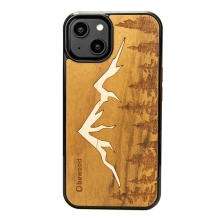 Kryt BEWOOD pre Apple iPhone 14 - intarzovaný - drevený - s horským motívom