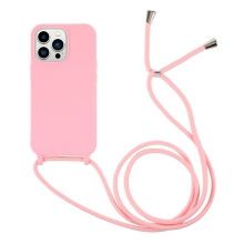 Kryt pre Apple iPhone 13 Pro Max - Šnúrka na zavesenie - Gumový - Ružový