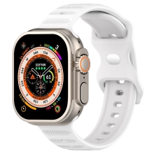Remienok pre Apple Watch Ultra 49 mm / 45 mm / 44 mm / 42 mm - s vrúbkovaním / bodkami - silikónový - biely