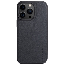Kryt X-LEVEL pre Apple iPhone 15 Pro - Podpora MagSafe - guma / umelá koža - čierny