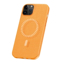 BASEUS Fauxther kryt pre Apple iPhone 15 Pro Max - Podpora MagSafe - syntetická koža - oranžový
