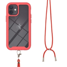 Kryt pro Apple iPhone 12 mini - odolný - šňůrka - plastový / gumový - červený