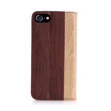 Puzdro pre Apple iPhone 7 / 8 / SE (2020) / SE (2022) - drevo - syntetická koža - bordová