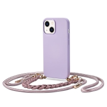 Kryt TECH-PROTECT pro Apple iPhone 14 Plus - šňůrka + ozdoba - silikonový - fialový