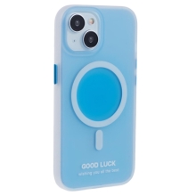 Kryt pro Apple iPhone 15 - podpora MagSafe - GOOD LUCK - průsvitný - modrý