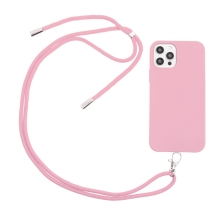 Kryt pro Apple iPhone 12 / 12 Pro - s poutkem - zářivé barvy - gumový - růžový