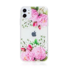 Kryt BABACO pro Apple iPhone 11 - gumový - květiny - průhledný