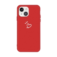 Kryt pro Apple iPhone 13 mini - srdce - gumový - červený