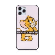 Kryt Tom a Jerry pro Apple iPhone 11 Pro - výtržník Jerry - skleněný - růžový