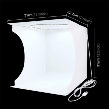 PULUZ fotobúdka / Svetelný box / softbox - biely - LED osvetlenie - 30cm