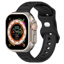 Remienok pre Apple Watch Ultra 49 mm / 45 mm / 44 mm / 42 mm - s vrúbkovaním / bodkami - silikónový - čierny