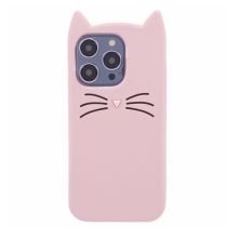 Kryt pre Apple iPhone 15 Pro - 3D mačka - silikónový - ružový
