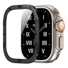 Tvrzené sklo + kovový rámeček pro Apple Watch Ultra 49mm - černý