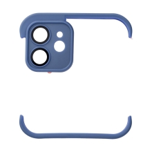 Nárazník / mini rámček pre Apple iPhone 12 + tvrdené sklo na šošovku fotoaparátu - silikón - modrý