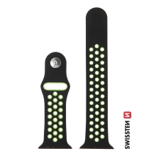Remienok SWISSTEN Sport pre Apple Watch 49 mm / 45 mm / 44 mm / 42 mm - silikónový - čierny / zelený
