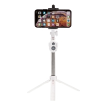 Selfie tyč / monopod + statív / statív - Bluetooth spúšť - plast - biela
