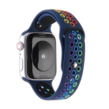 Řemínek pro Apple Watch 41mm / 40mm / 38mm - silikonový - duhový / modrý