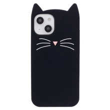 Kryt pro Apple iPhone 14 - 3D kočička - silikonový - černý