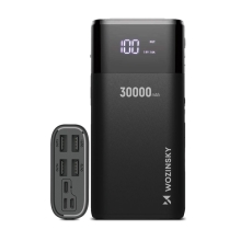Externá batéria / powerbanka WOZINSKY WPB-001WE 30000 mAh - 4x USB-A + USB-C + Lightning - LCD - čierna