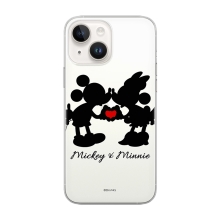 Kryt DISNEY pro Apple iPhone 14 - zamilovaní Mickey a Minnie - gumový - průhledný