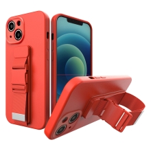 Kryt pro Apple iPhone 13 mini - popruh / šňůrka - gumový - červený