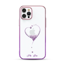 Kryt KINGXBAR Wish pro Apple iPhone 12 / 12 Pro - s kamínky Swarowski - plastový - růžové srdce