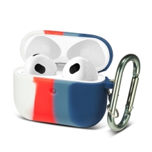 Pouzdro pro Apple AirPods 3 + karabina - silikonové - barevný přechod / šedé
