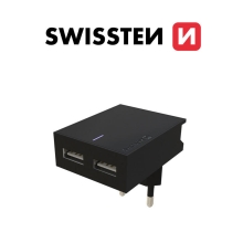 Nabíječka / EU adaptér SWISSTEN - 2x USB - 15W - černá