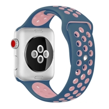 Řemínek pro Apple Watch 45mm / 44mm / 42mm - silikonový -  modrý / růžový - (M/L)