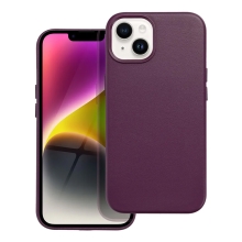 Kryt pro Apple iPhone 14 - podpora MagSafe - umělá kůže - temně fialový