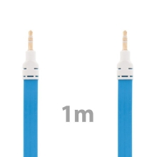 Noodle style propojovací audio jack kabel 3,5mm pro Apple iPhone / iPad / iPod a další zařízení - modrý s bílými koncovkami