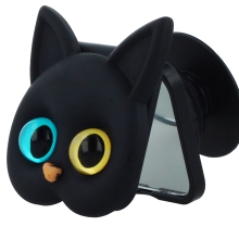Držák / pop socket pro Apple iPhone - kočka - zrcátko - černý