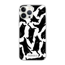 Kryt BABACO pro Apple iPhone 12 / 12 Pro - líné kočky - gumový - bílý / černý