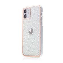 Kryt pre Apple iPhone 12 / 12 Pro - plastový / gumový - ružový - valentínske srdiečka